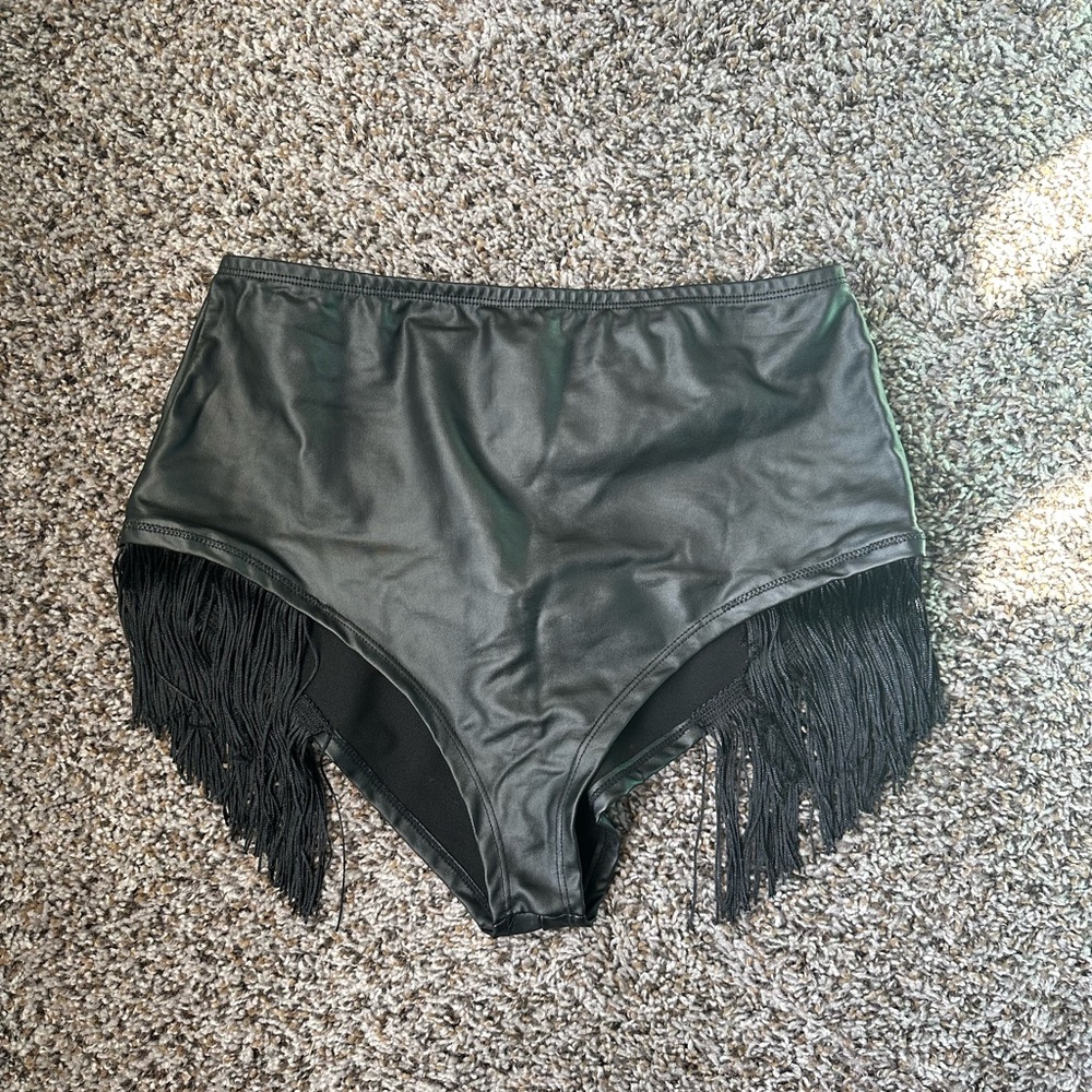 Black fringe rave bottoms